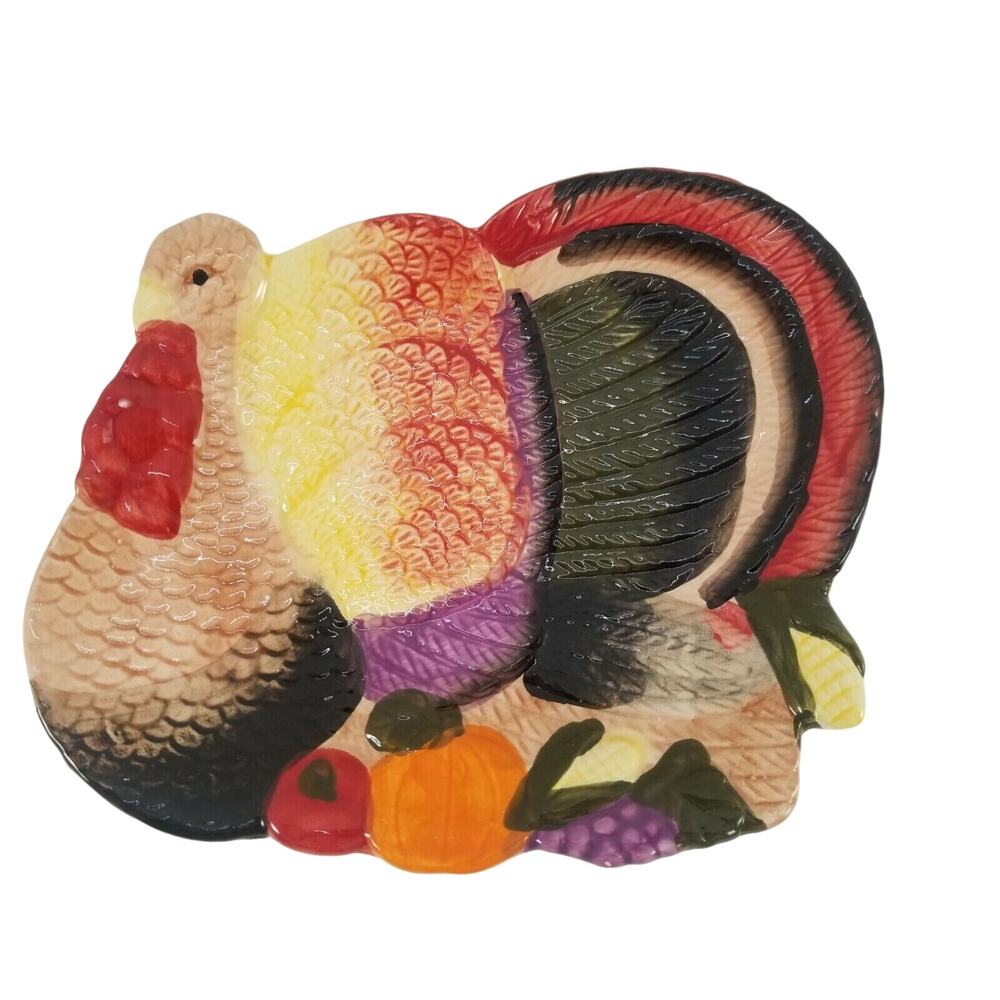 Turkey Plate Thanksgiving Appetizer Small Dessert Spoon Rest Decor Christmas